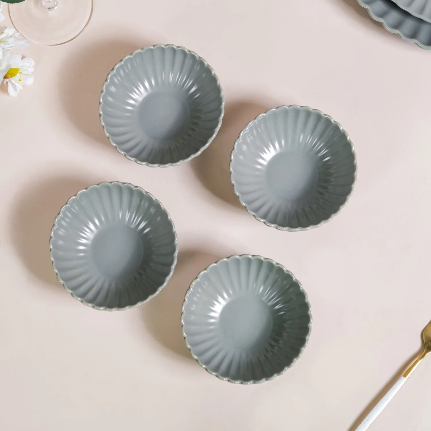 Set Of 4 Grey Scallop Side Bowls 250ml - Image 7