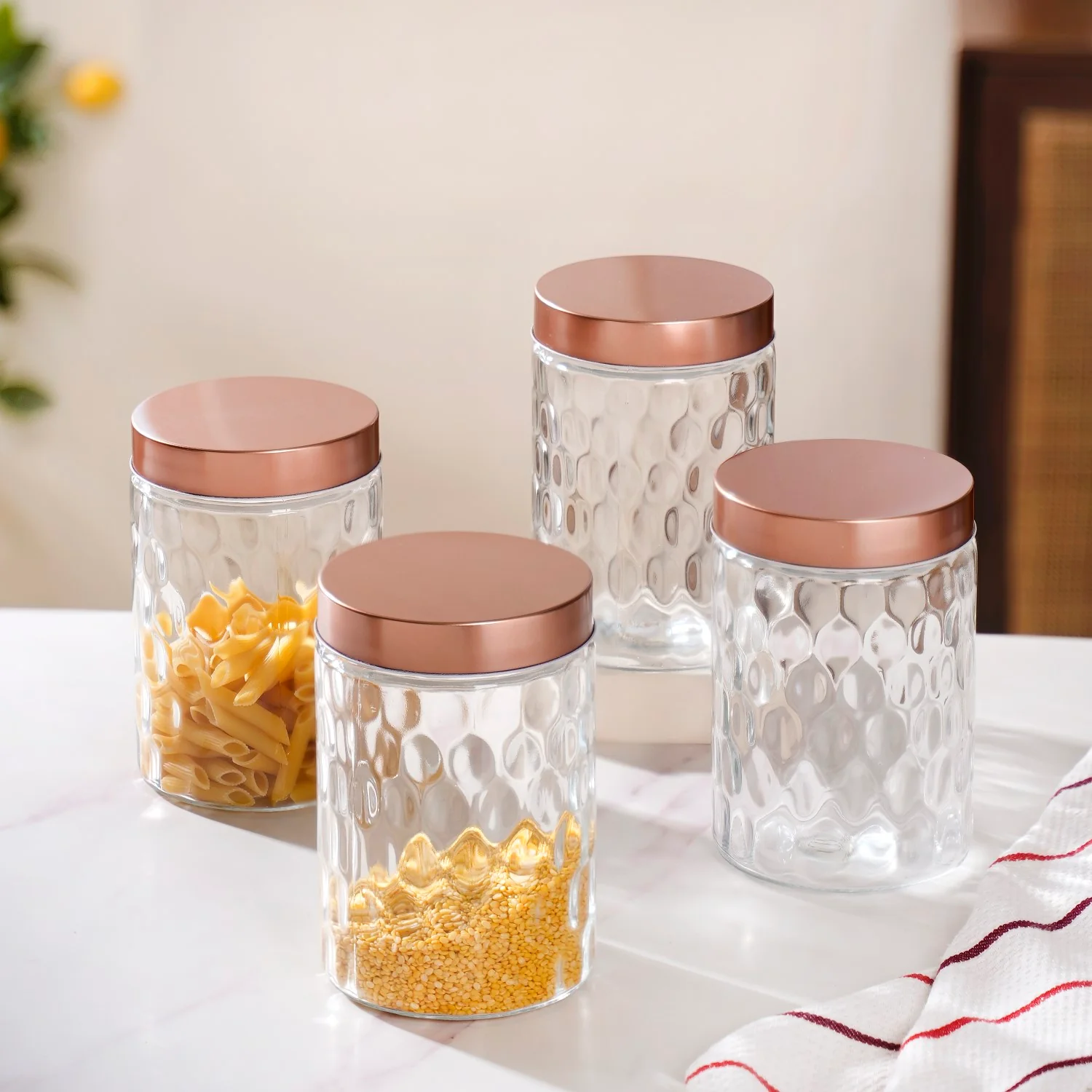 Set Of 4 Honeycomb Design Airtight Jar 1500ml - Image 10