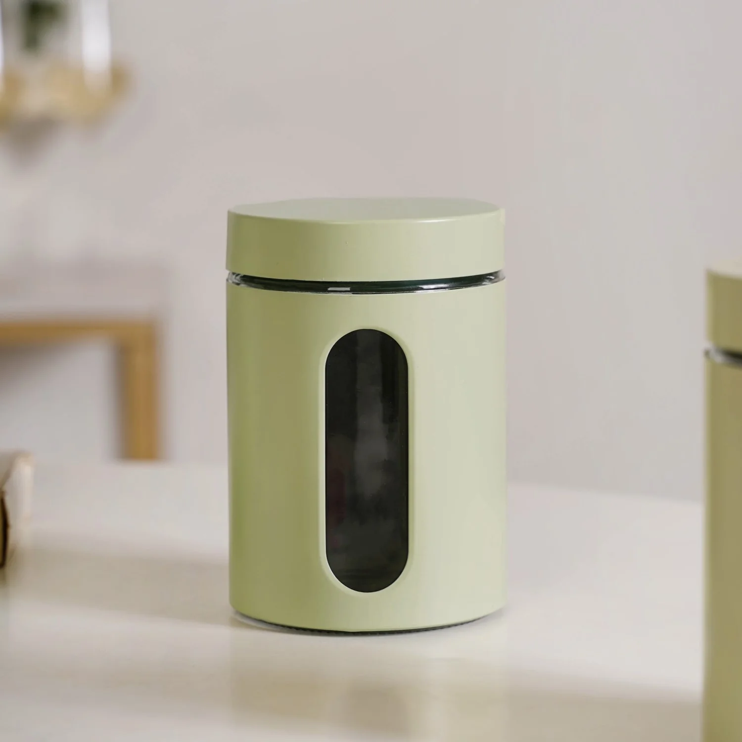 Set Of 4 Metal Canister With Glass Window Jar 1200ml - Image 7