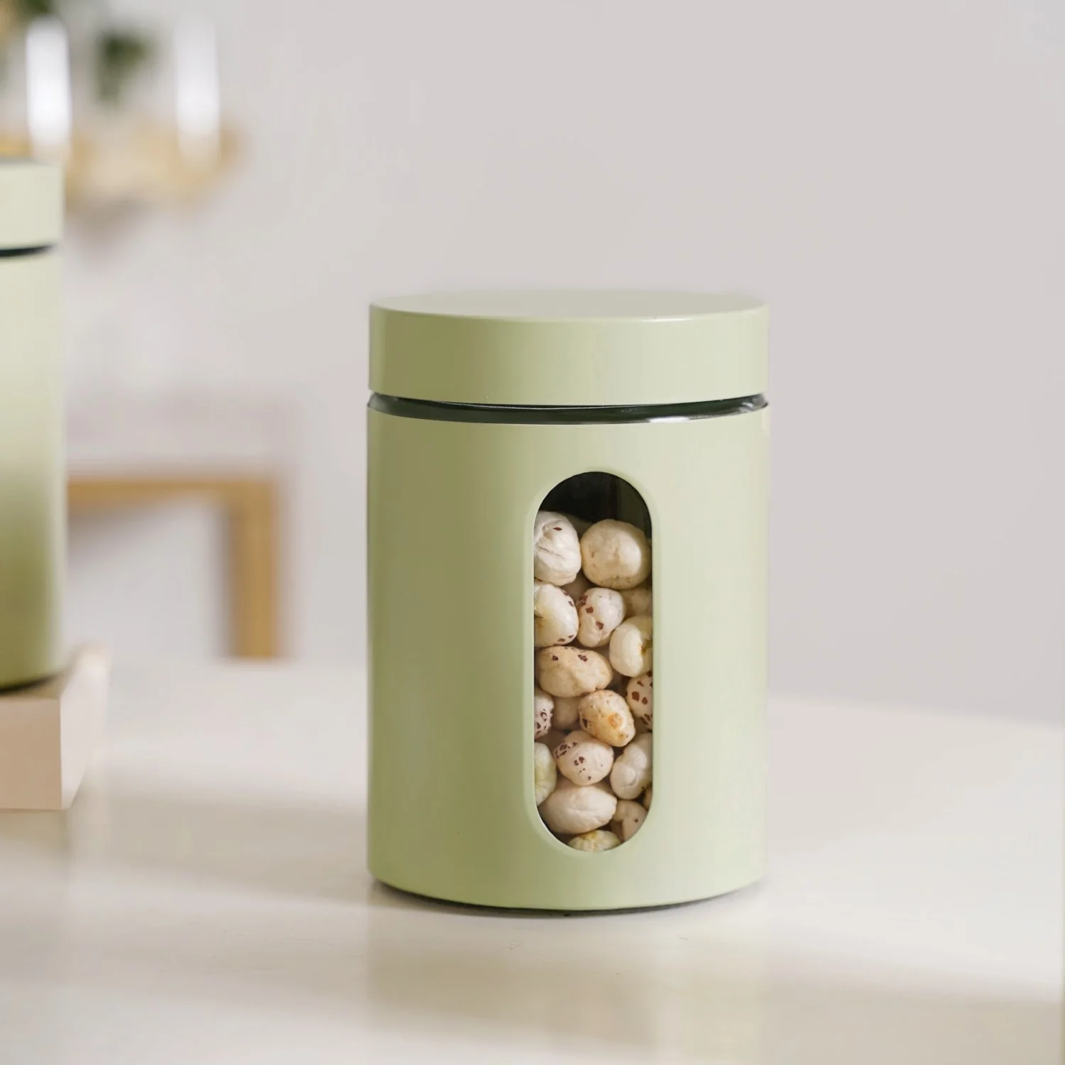 Set Of 4 Metal Canister With Glass Window Jar 1200ml - Image 8