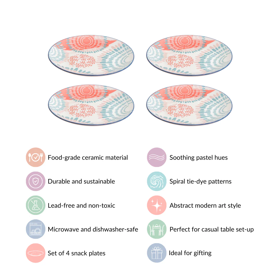 Set Of 4 Pastel Paradise Snack Plates 7 Inch - Image 4
