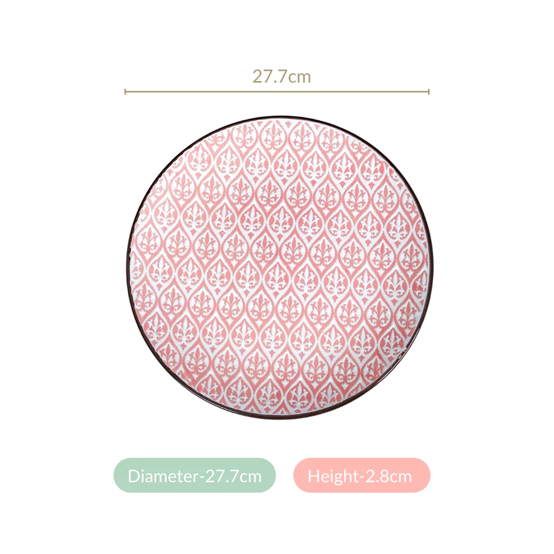 Set Of 4 Pink Baroque Ceramic Dinner Plate 11 Inch - Image 4