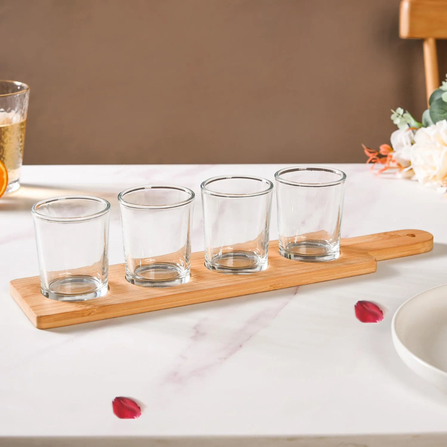 Set Of 4 Shot Glasses With Wooden Tray 100ml - Image 10