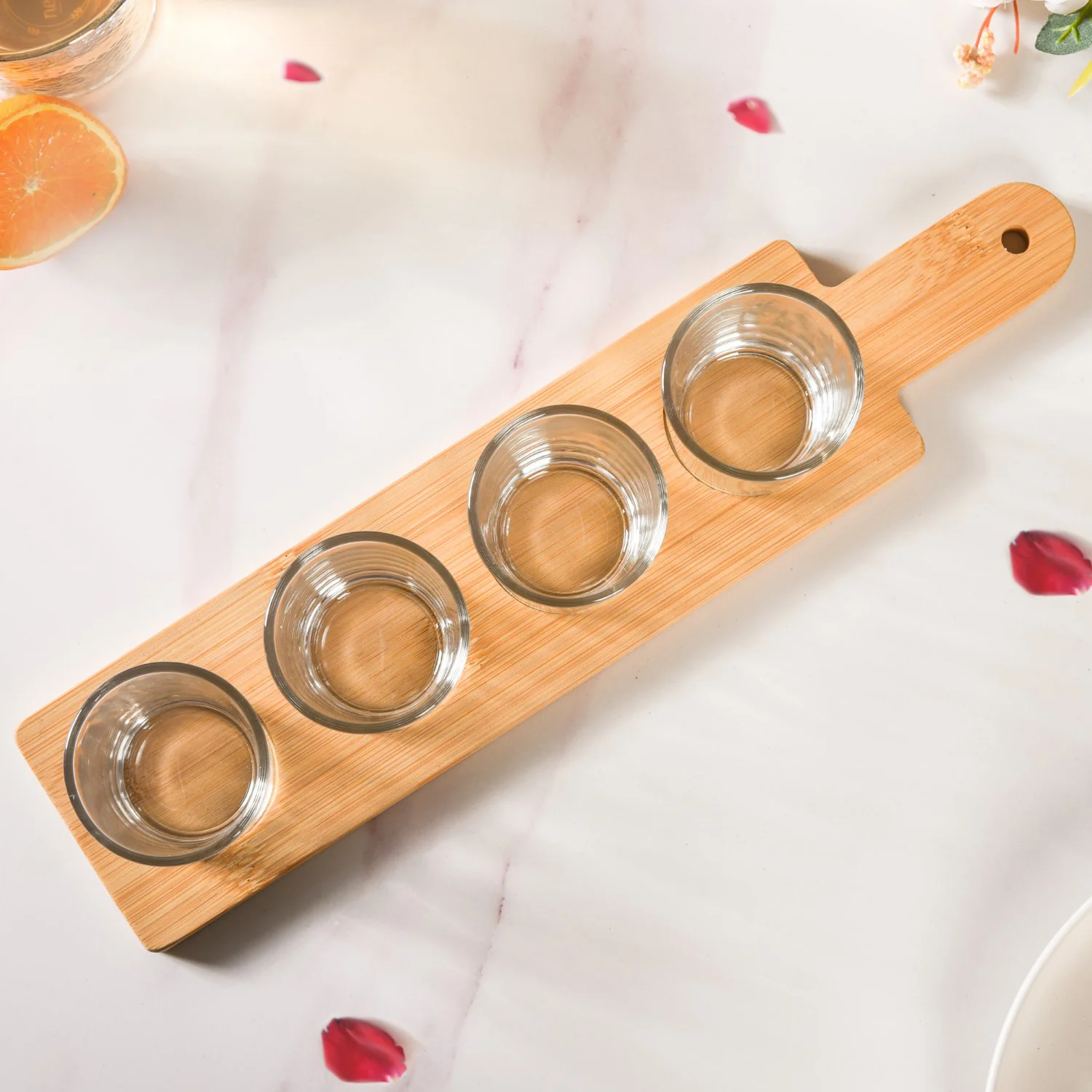Set Of 4 Shot Glasses With Wooden Tray 100ml - Image 9