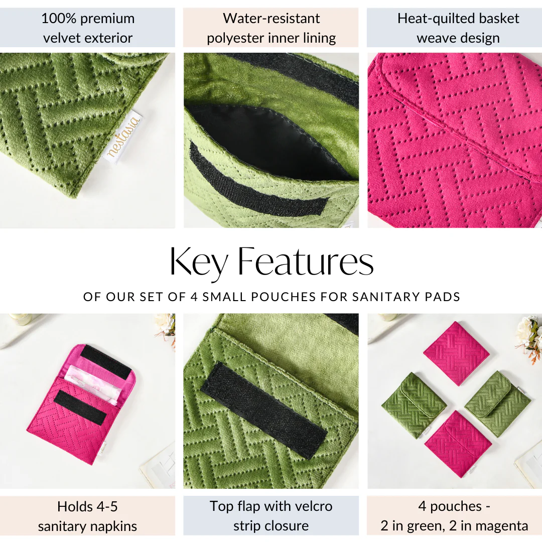 Set Of 4 Small Jewellery Pouch Pink And Green - Image 5