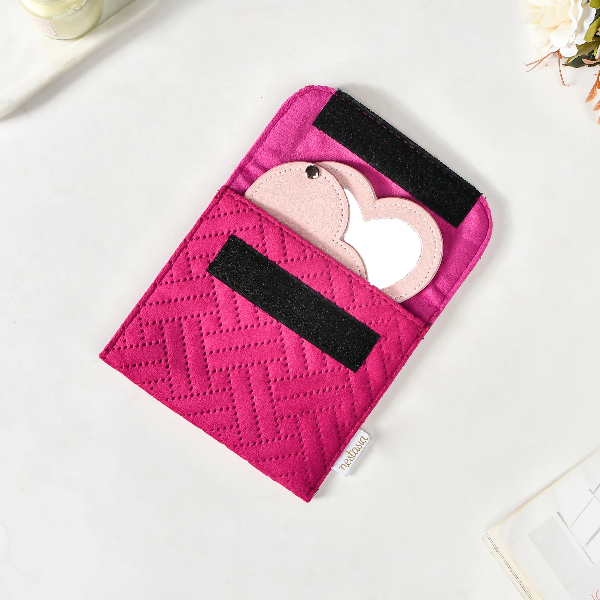 Set Of 4 Small Jewellery Pouch Pink And Green - Image 9