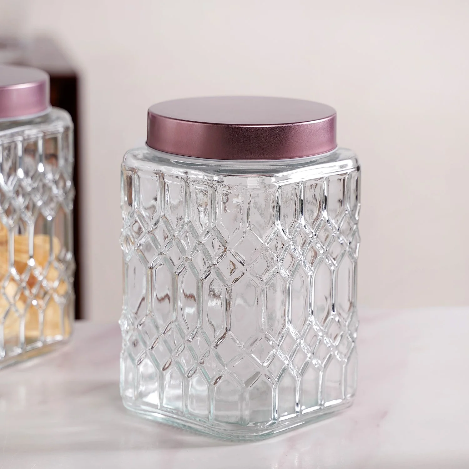 Set Of 4 Square Glass Containers With Airtight Lid 1700ml - Image 8