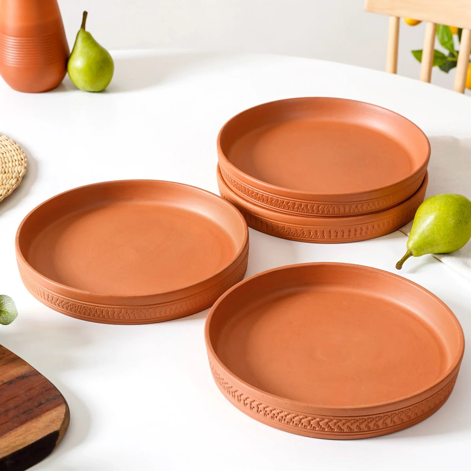 Set Of 4 Terracotta Dinner Plates 9 Inch - Image 2