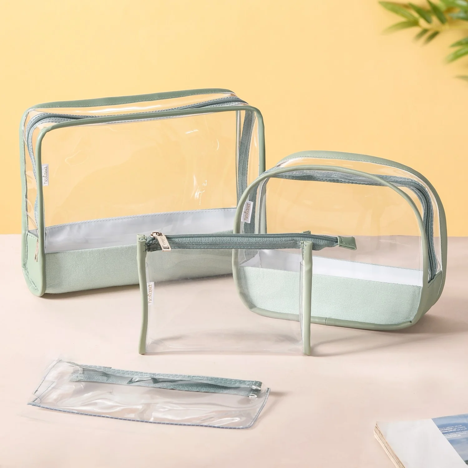 Set Of 4 Travel Cosmetic Organizer Pouch Mint Green - Image 9