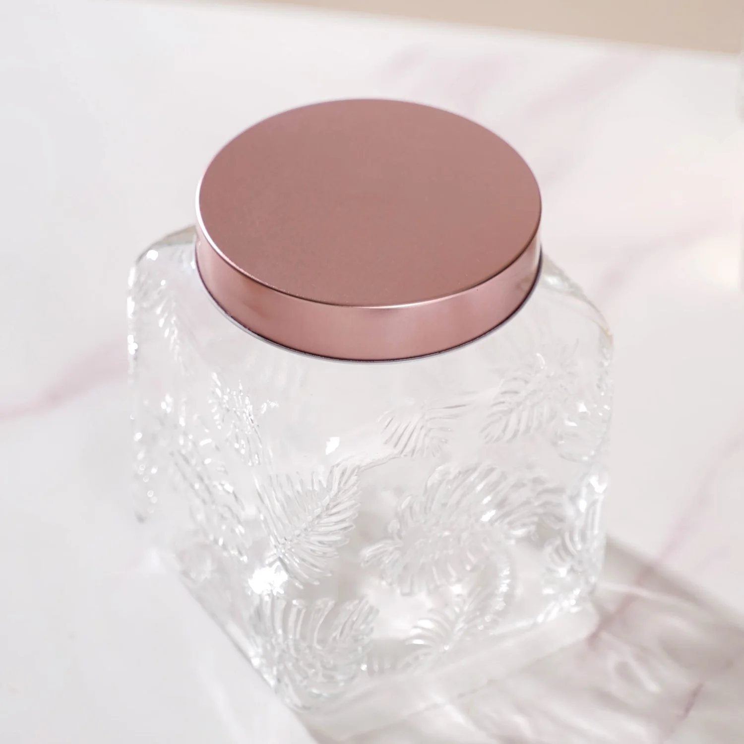 Set Of 4 Tropical Leaf Glass Airtight Jars With Lid 2 L - Image 9