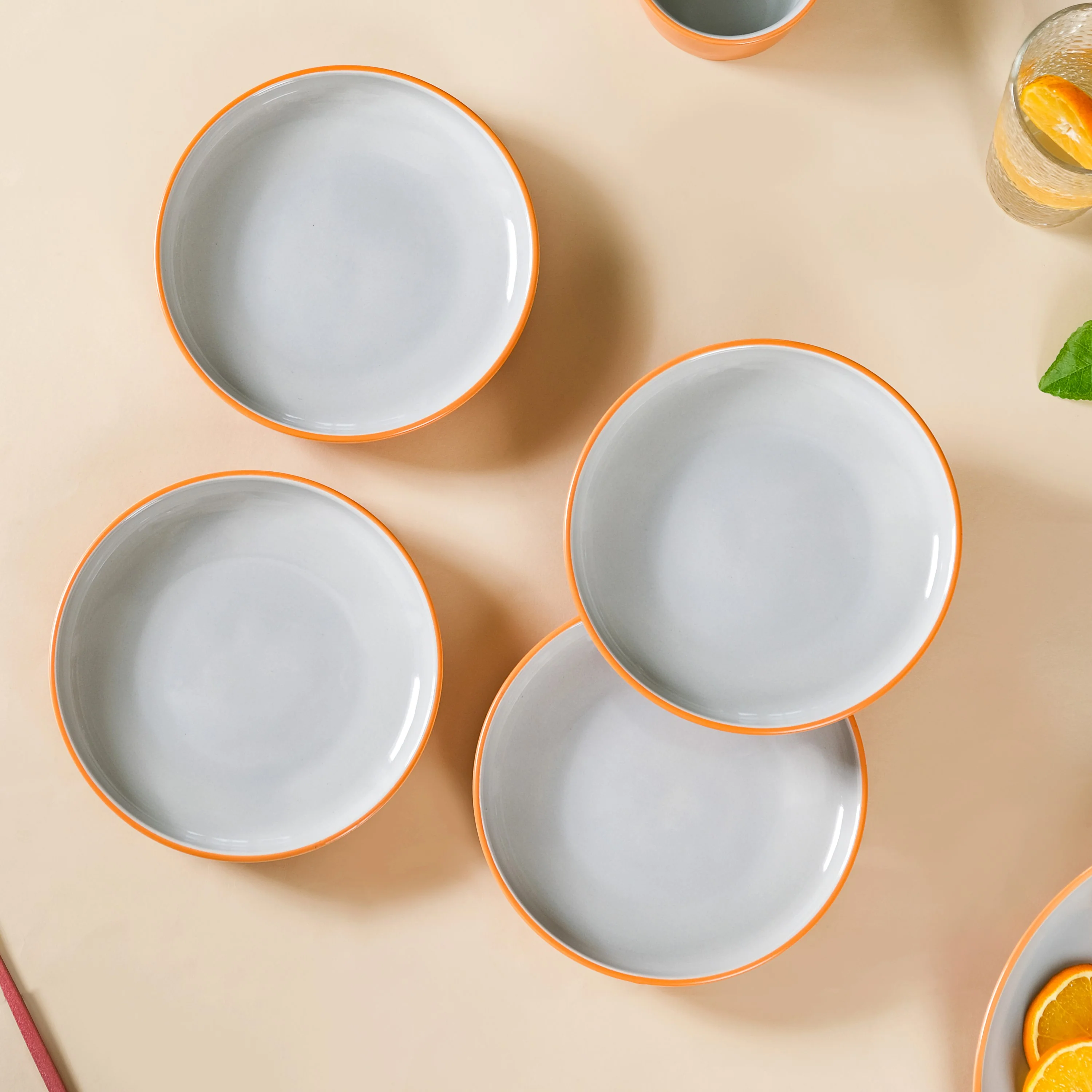 Set Of 4 Zoella Orange Ceramic Snack Plates 7 Inch - Image 9