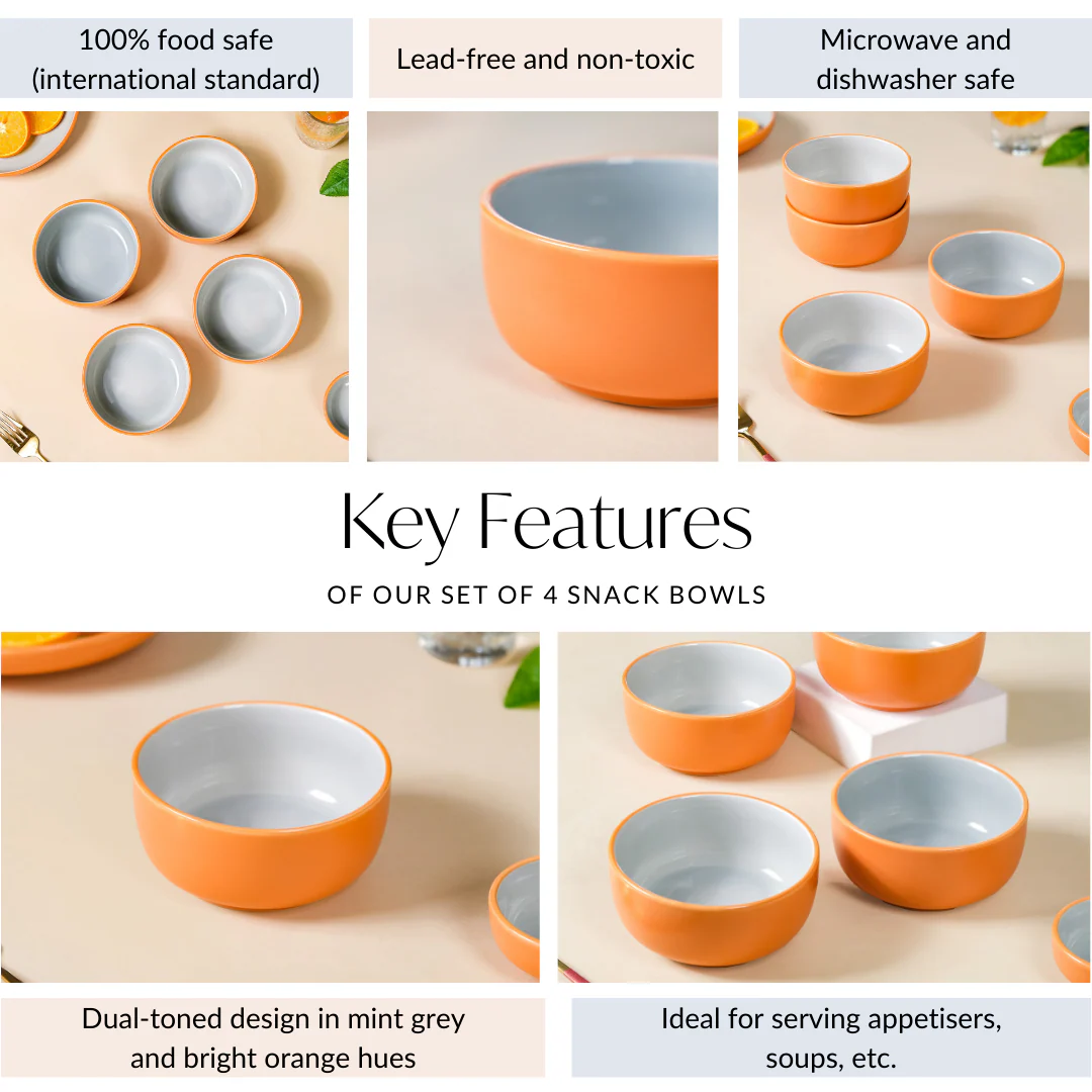 Set Of 4 Zoella Snack Bowls Orange 250ml - Image 4