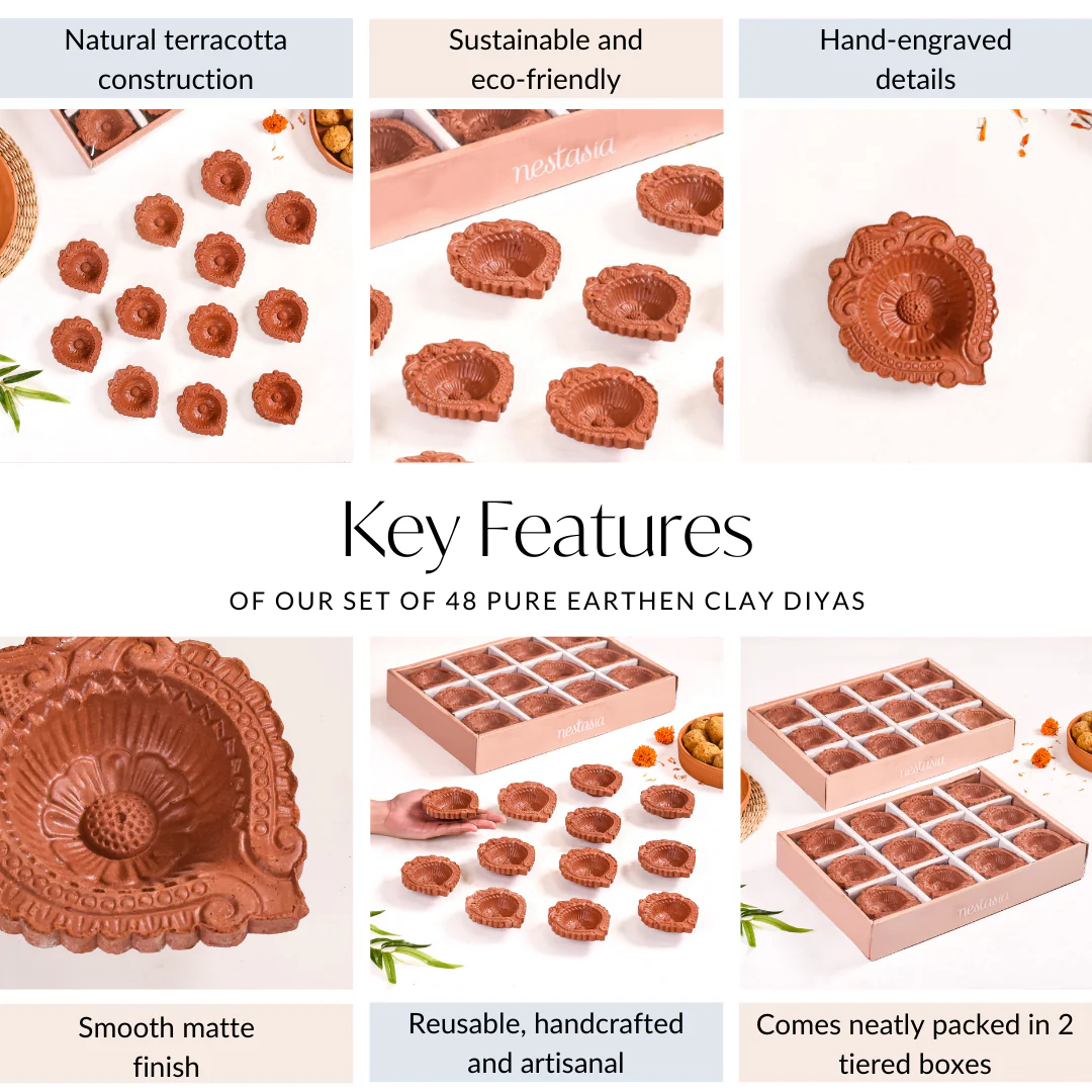 Set Of 48 Pure Earthen Clay Diyas - Image 5