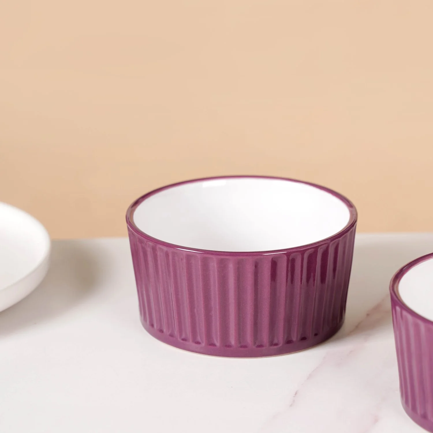 Set of 6 Ceramic Cresta Snack Bowl Purple 400ml - Image 8