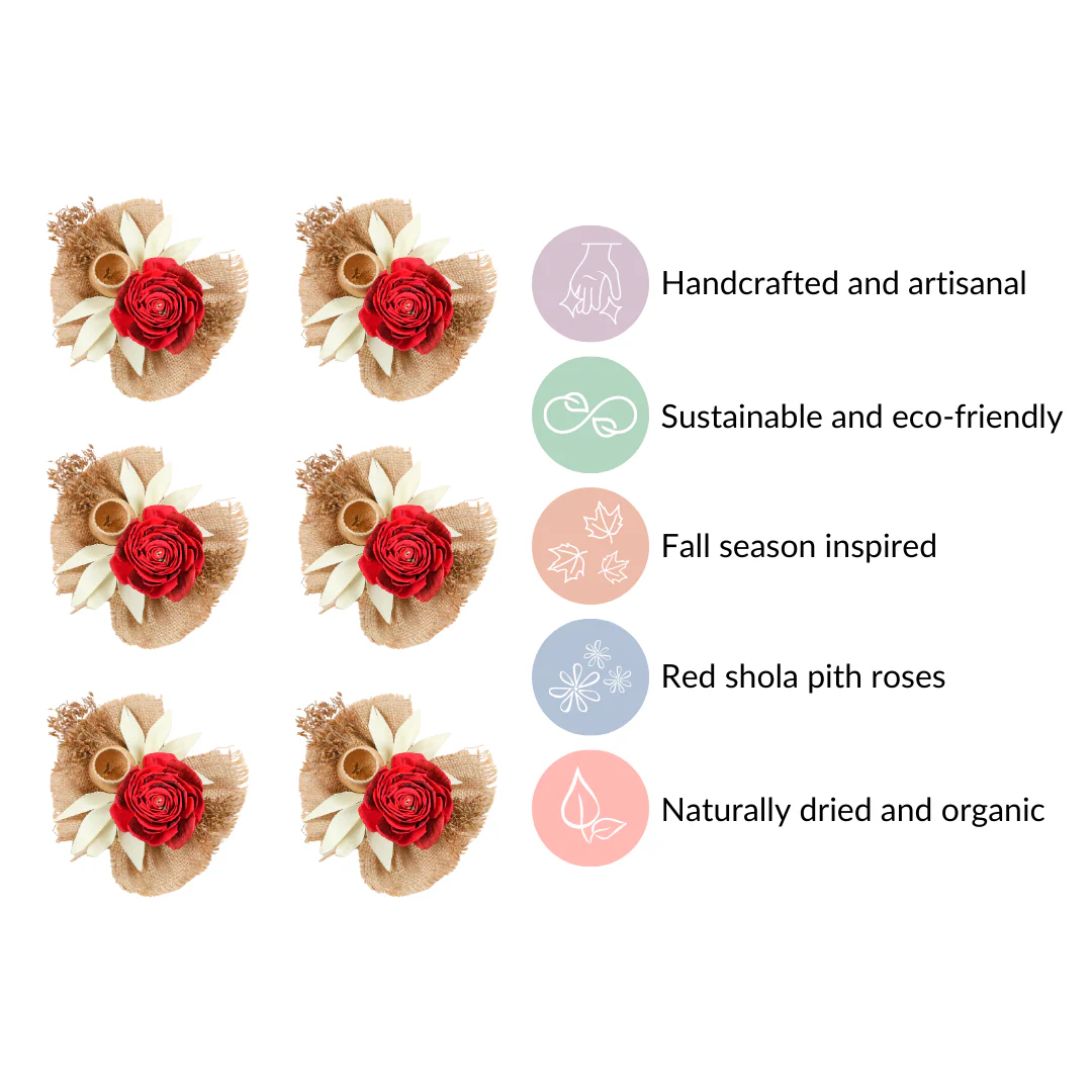 Set of 6 Decorative Dried Flowers And Jute Bunch - Image 4