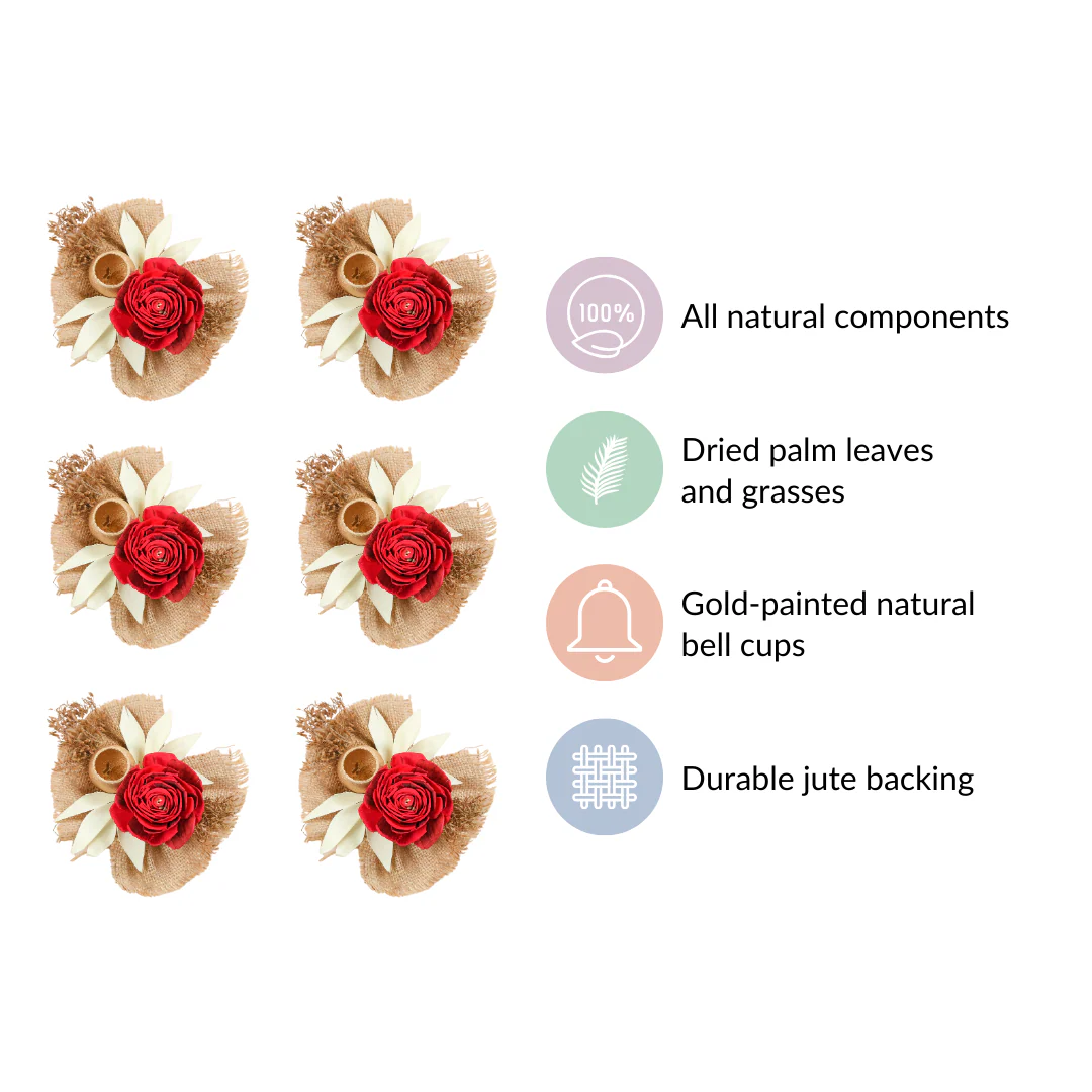 Set of 6 Decorative Dried Flowers And Jute Bunch - Image 5