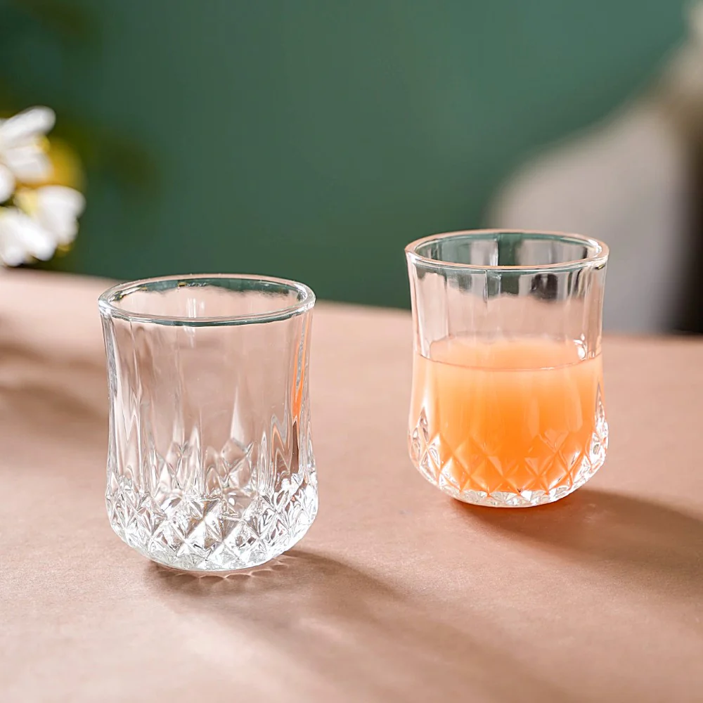 Set Of 6 Diamond Cut Glass Tumbler 200ml - Image 4