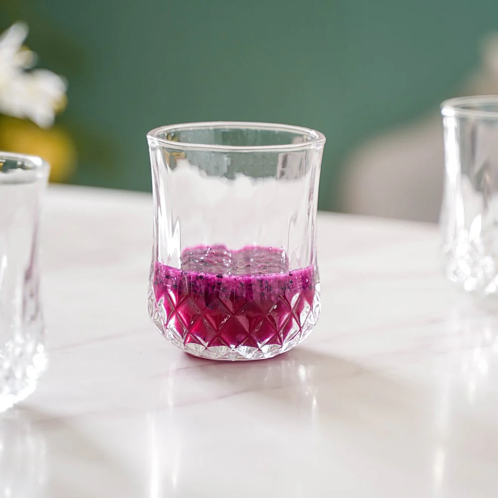 Set Of 6 Diamond Cut Glass Tumbler 200ml - Image 8