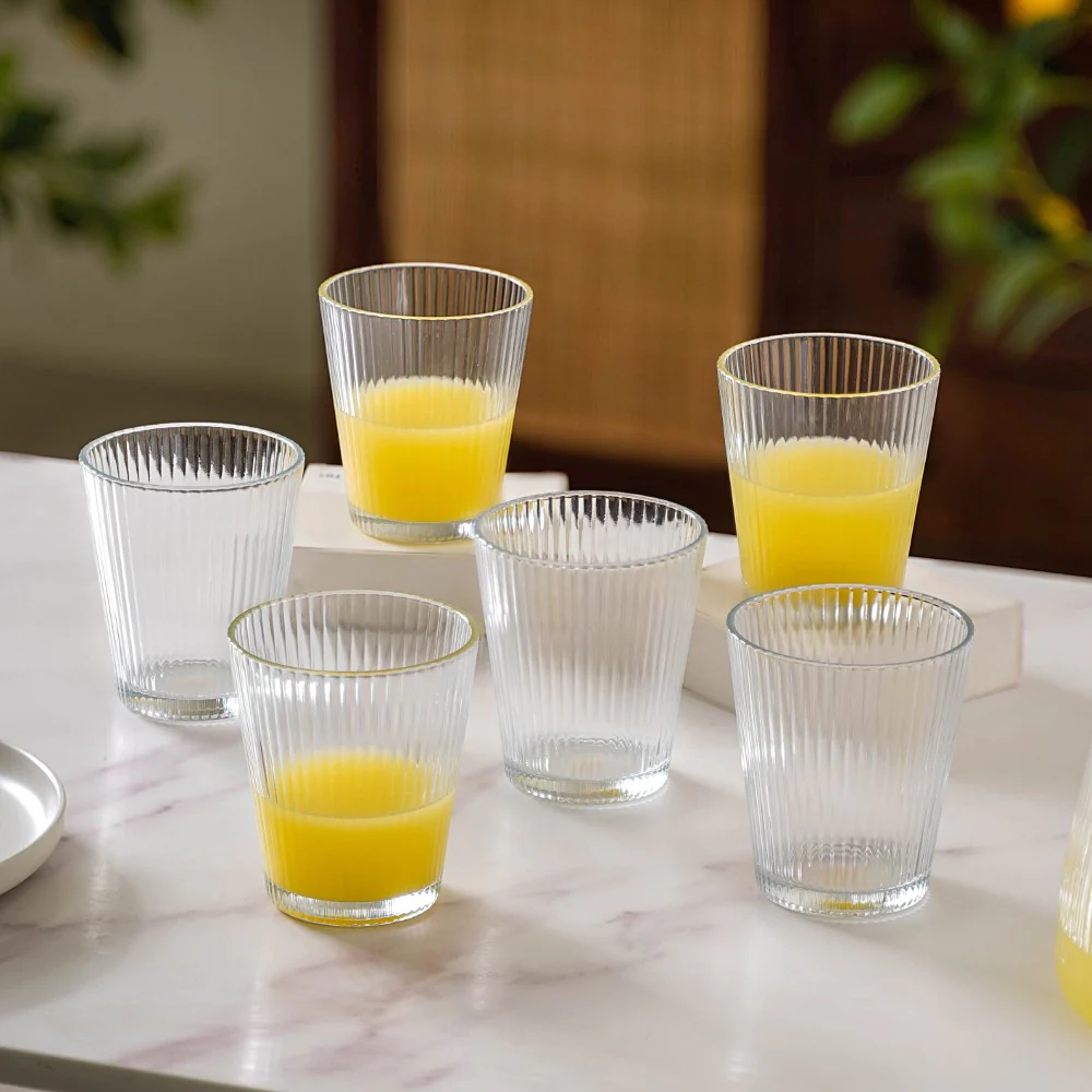 Set Of 6 Fluted Glass Tumbler 260ml - Image 2