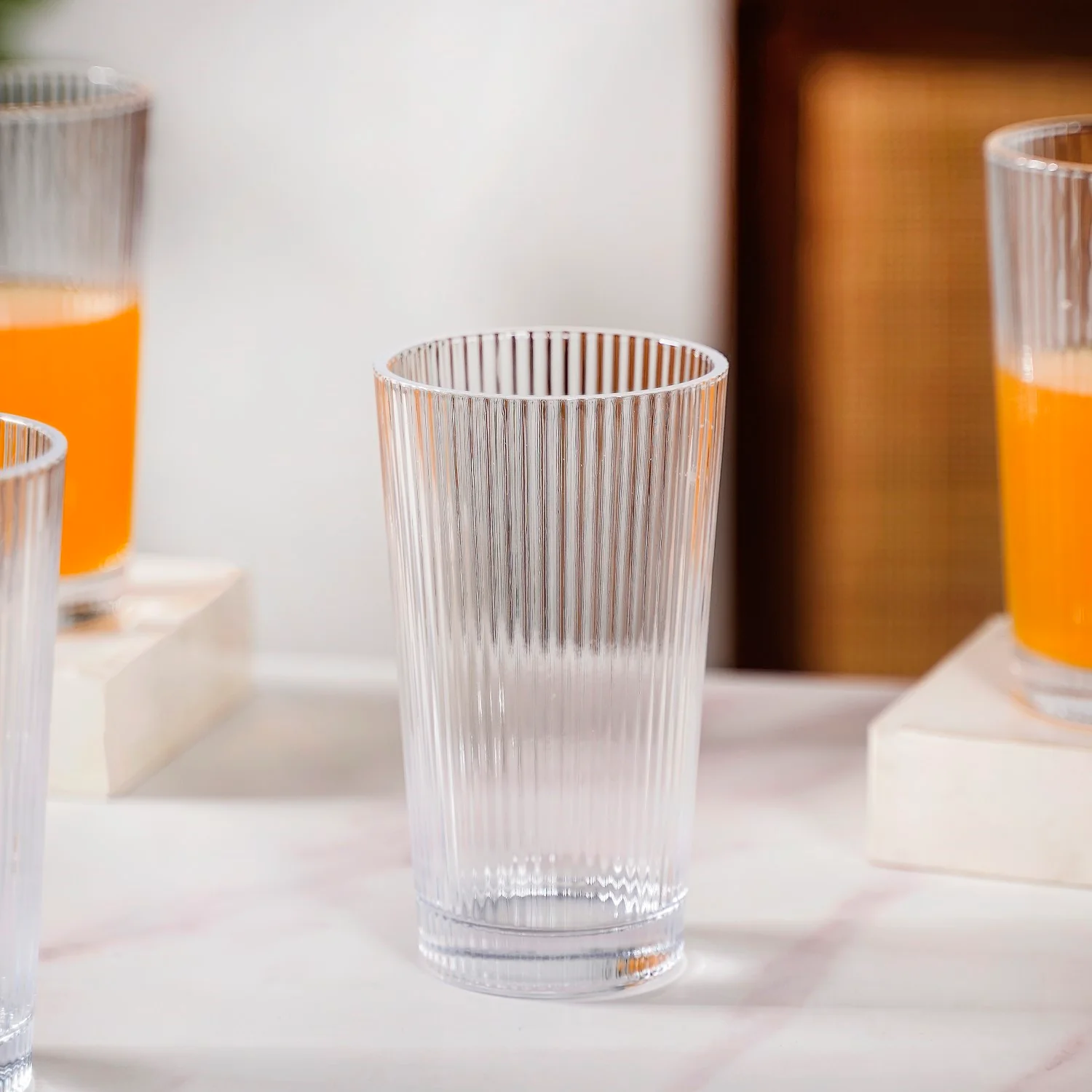 Set Of 6 Fluted Tall Glass Tumbler 300ml - Image 5