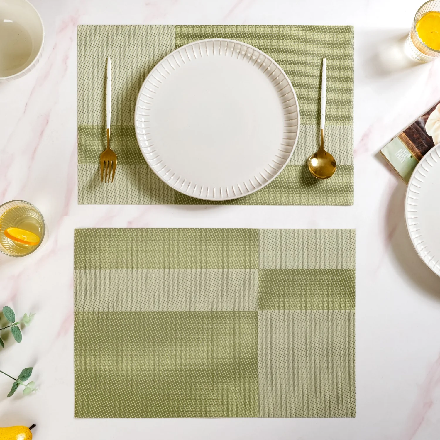 Set Of 6 Geometric Green Table Mat