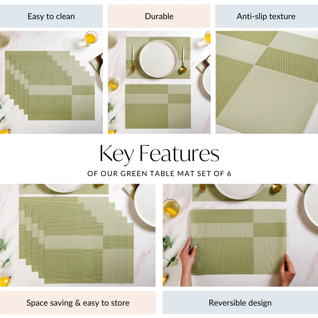 Set Of 6 Geometric Green Table Mat - Image 5