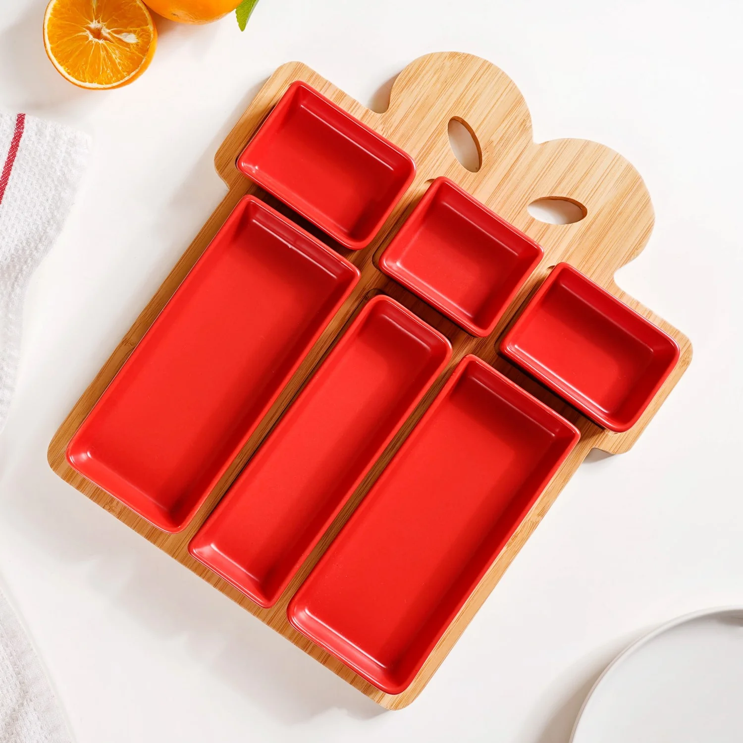Set Of 6 Gift Box Ceramic Platter With Tray - Image 3