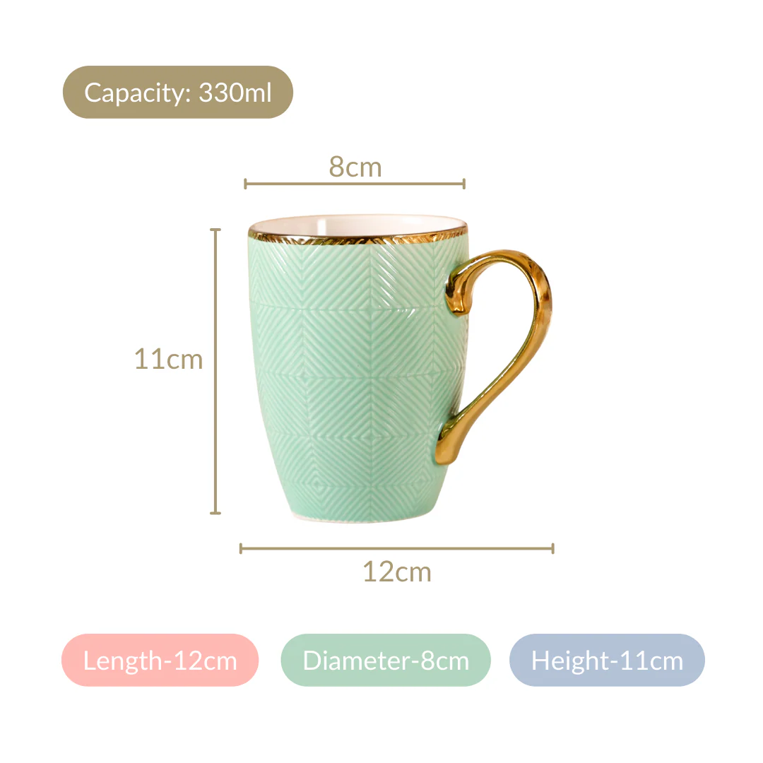 Set of 6 Green Ceramic Cup For Coffee 330ml - Image 5