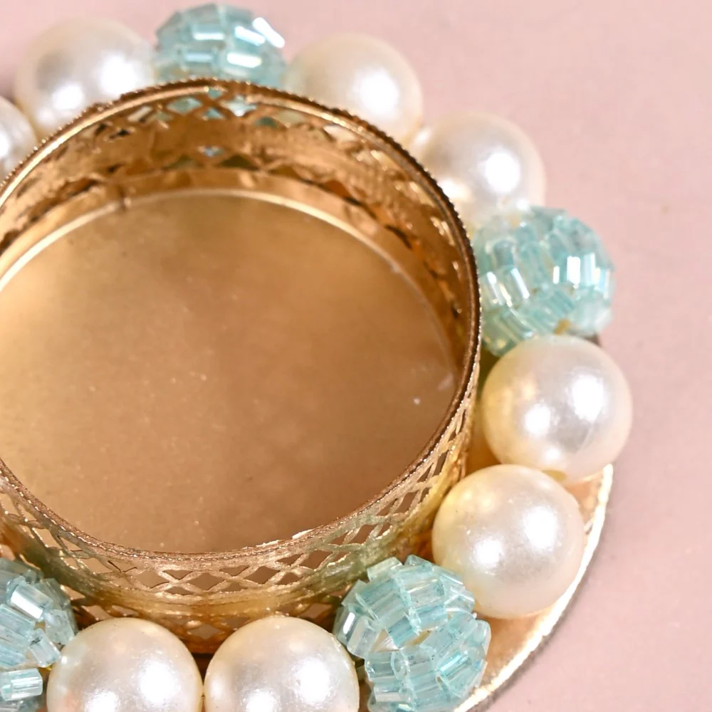 Set Of 6 Metal Tea Light Holders With Faux Pearls - Image 7
