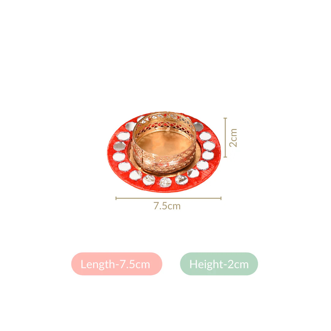 Set Of 6 Mirror Art Red Tea Light Holders - Image 4