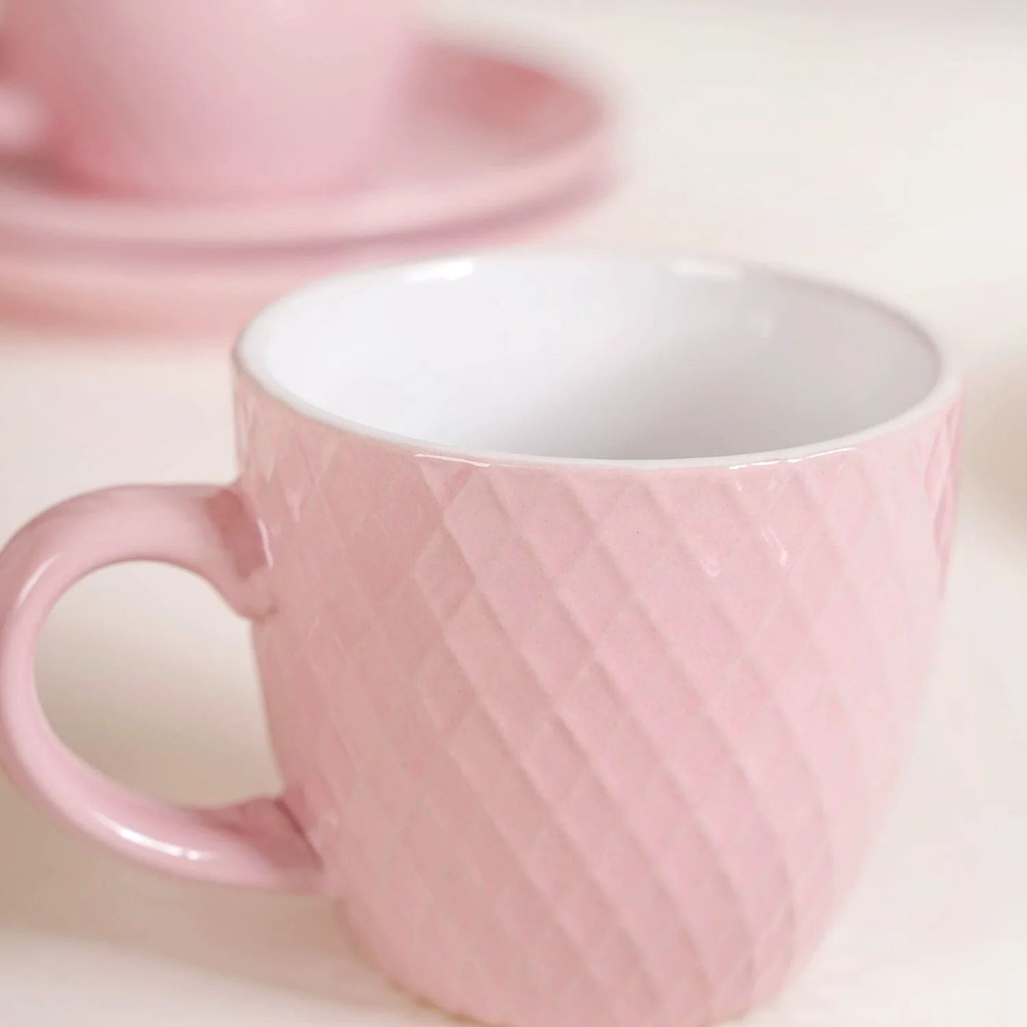 Set Of 6 Pink Tara Ceramic Tea Cup And Saucer 225ml - Image 7
