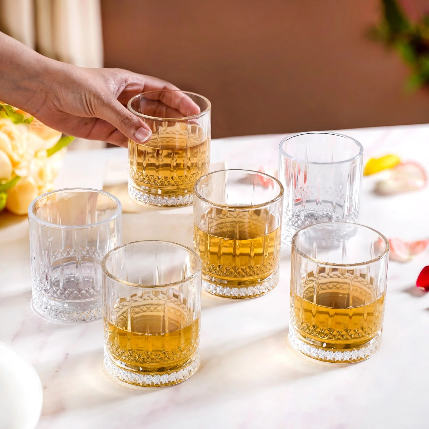 Set Of 6 Premium Ribbed Whiskey Glasses 220ml - Image 3