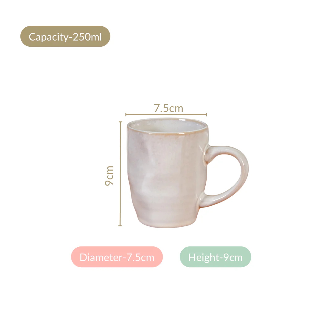 Set Of 6 Sera Ceramic Coffee Mug Off White 250ml - Image 4