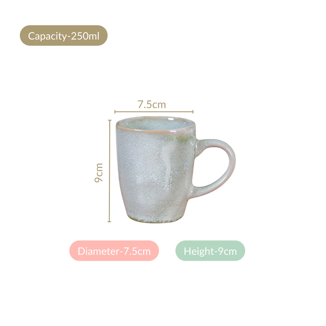 Set Of 6 Sera Light Green Ceramic Coffee Mug 250ml - Image 4