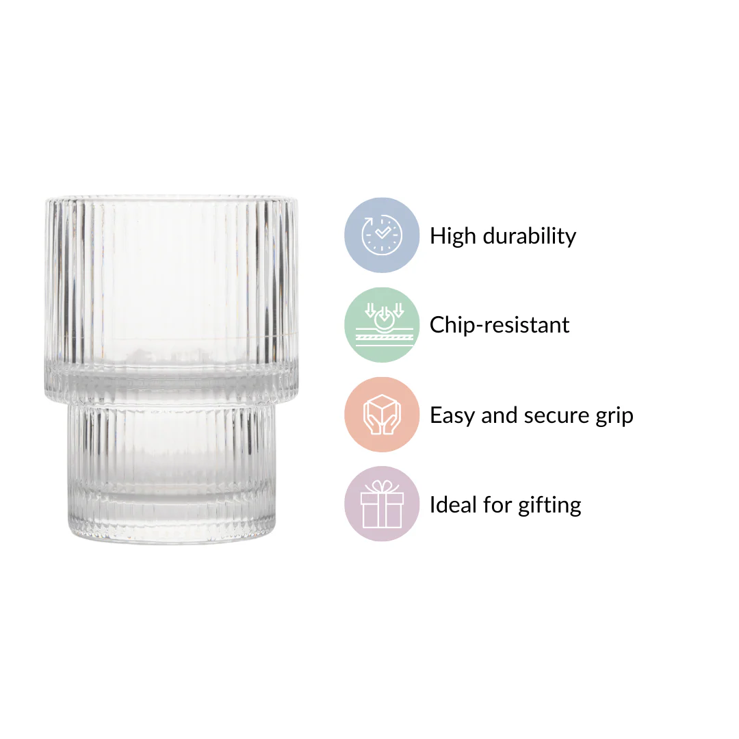 Set Of 6 Stackable Drinking Glasses Ribbed - Image 8