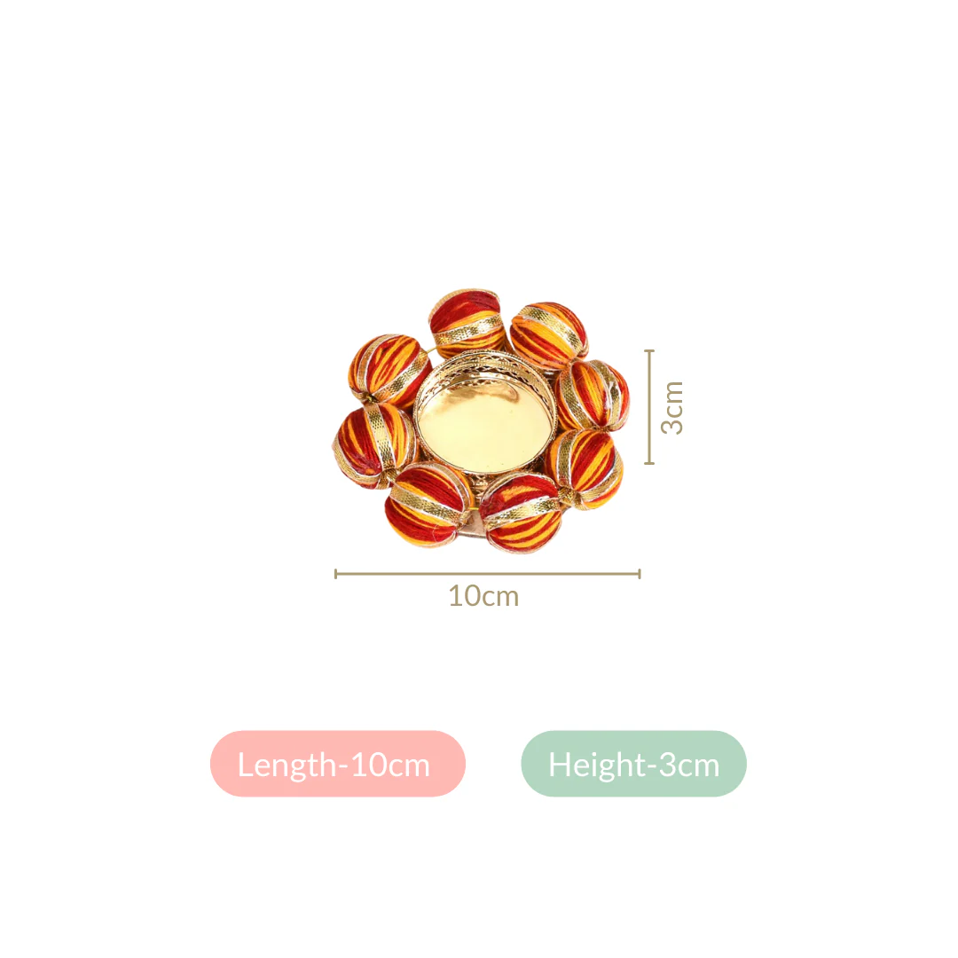 Set Of 6 Tealight Holders With Beaded Thread Decoration - Image 4