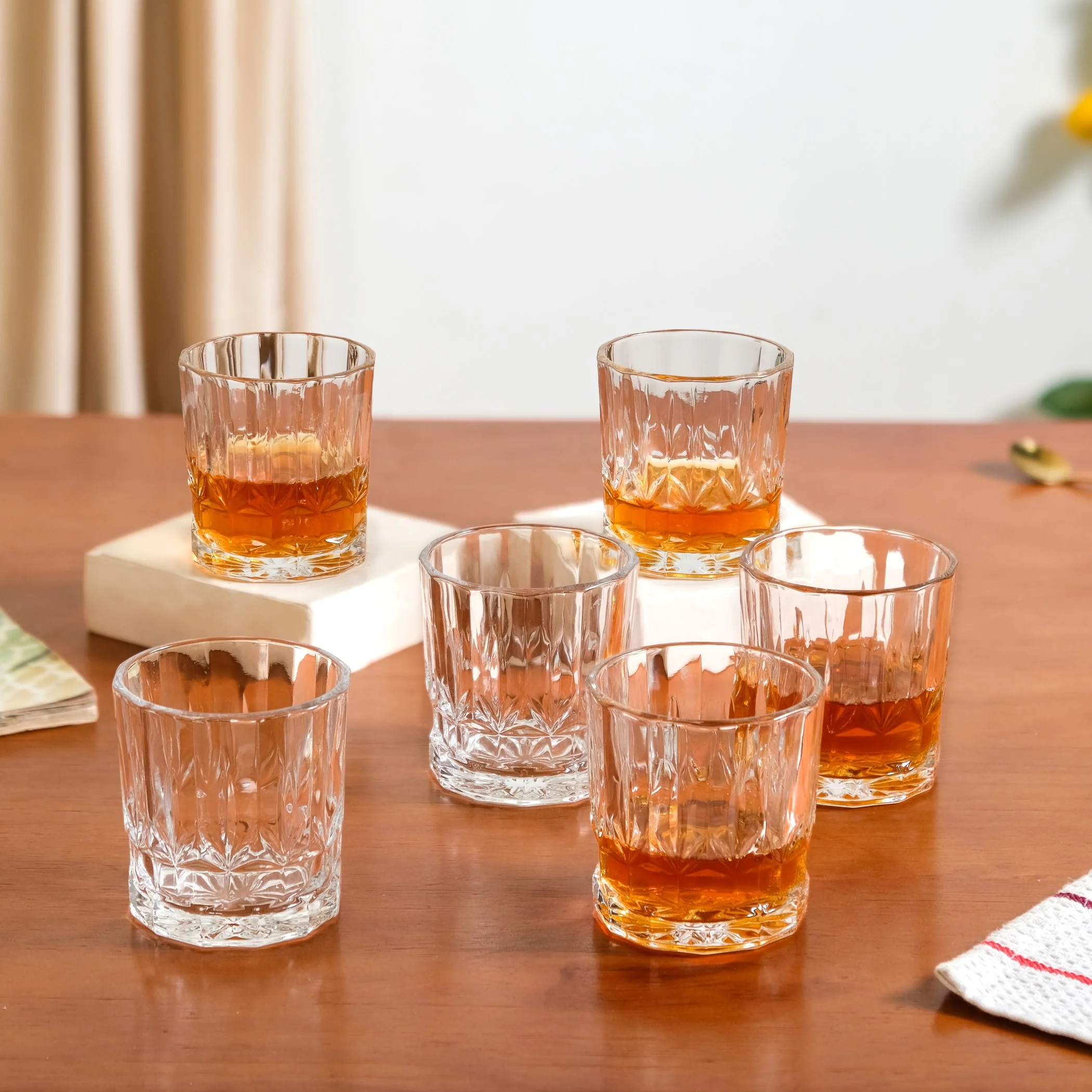 Set Of 6 Vintage Old Fashioned Whiskey Glasses 230ml - Image 3