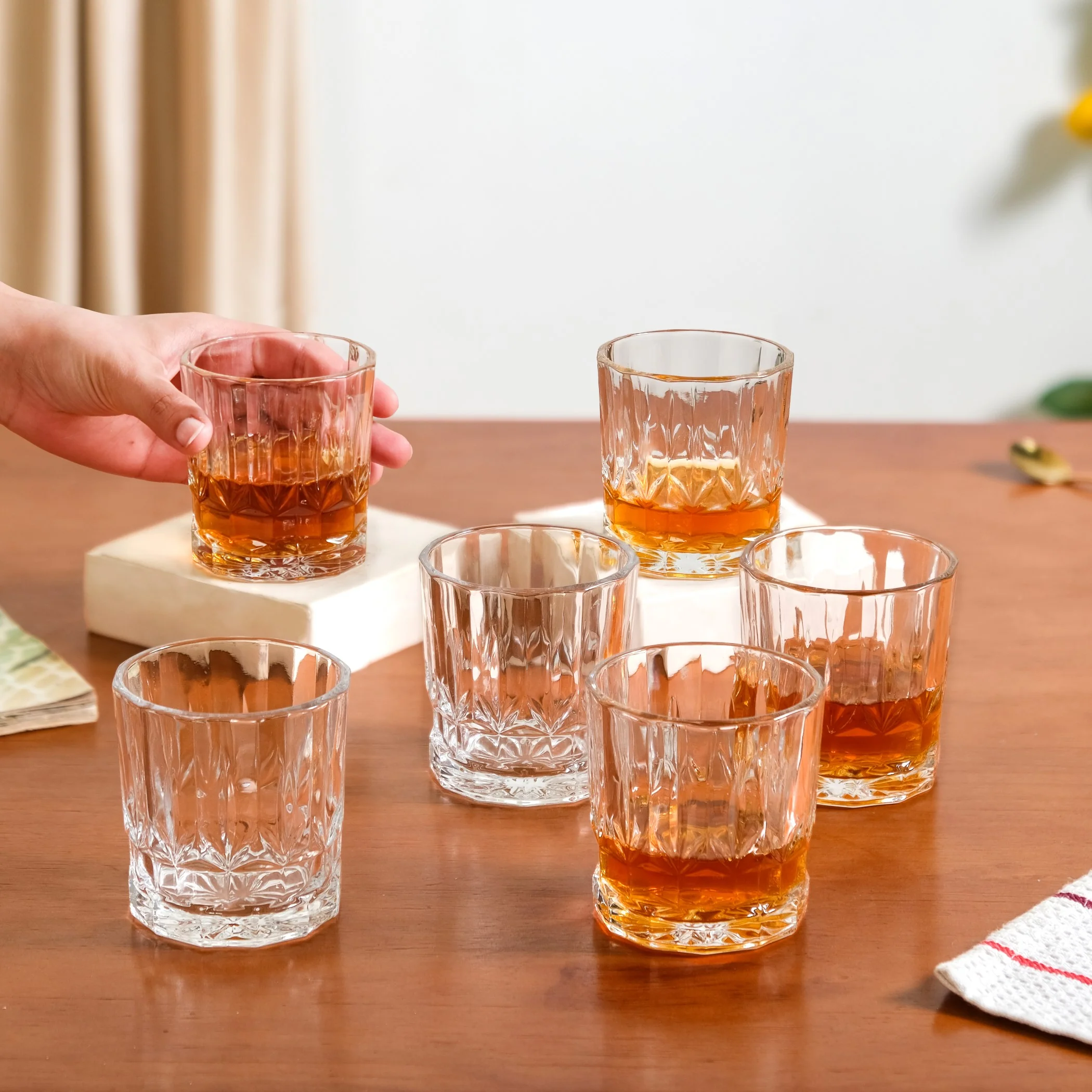 Set Of 6 Vintage Old Fashioned Whiskey Glasses 230ml - Image 4