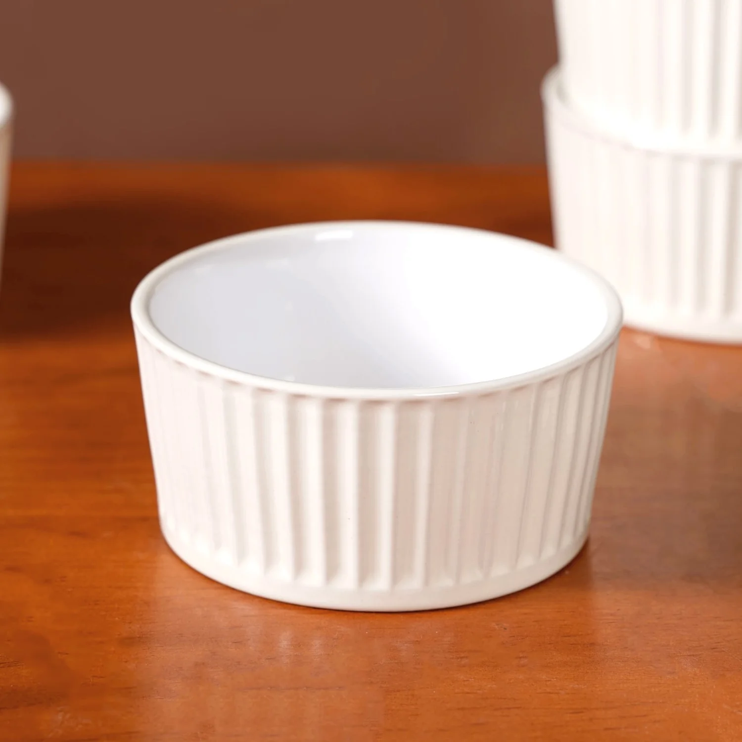 Set Of 6 White Cresta Ceramic Bowl For Snacks 400ml - Image 6