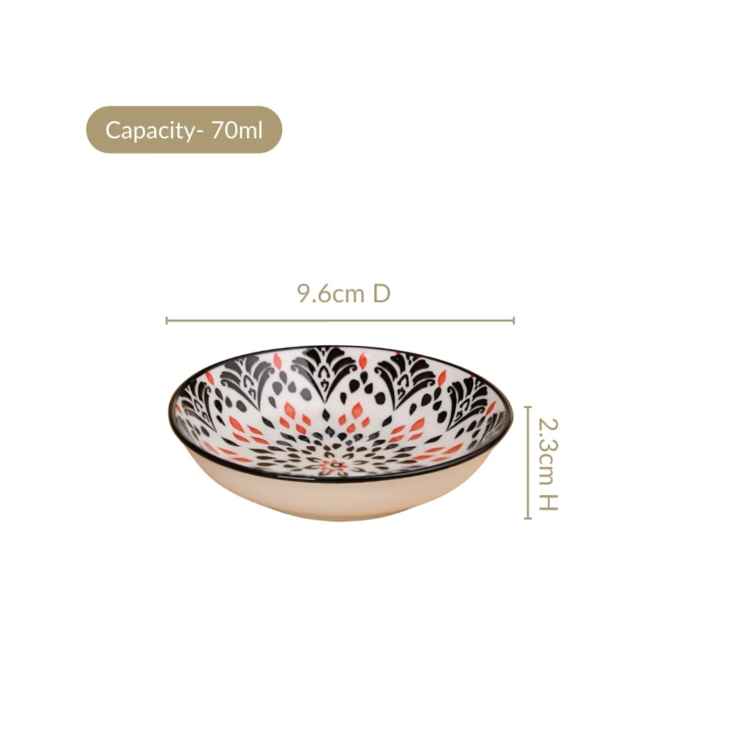 Set Of 8 Floral Mandala Small Ceramic Bowls 70ml - Image 3