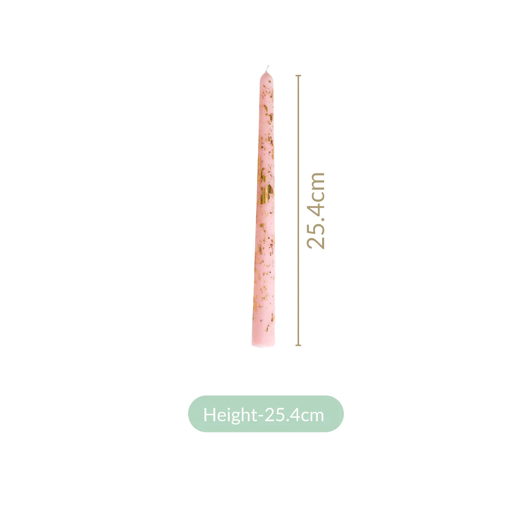 Set Of 8 Gold Glam Pink Taper Candles - Image 4