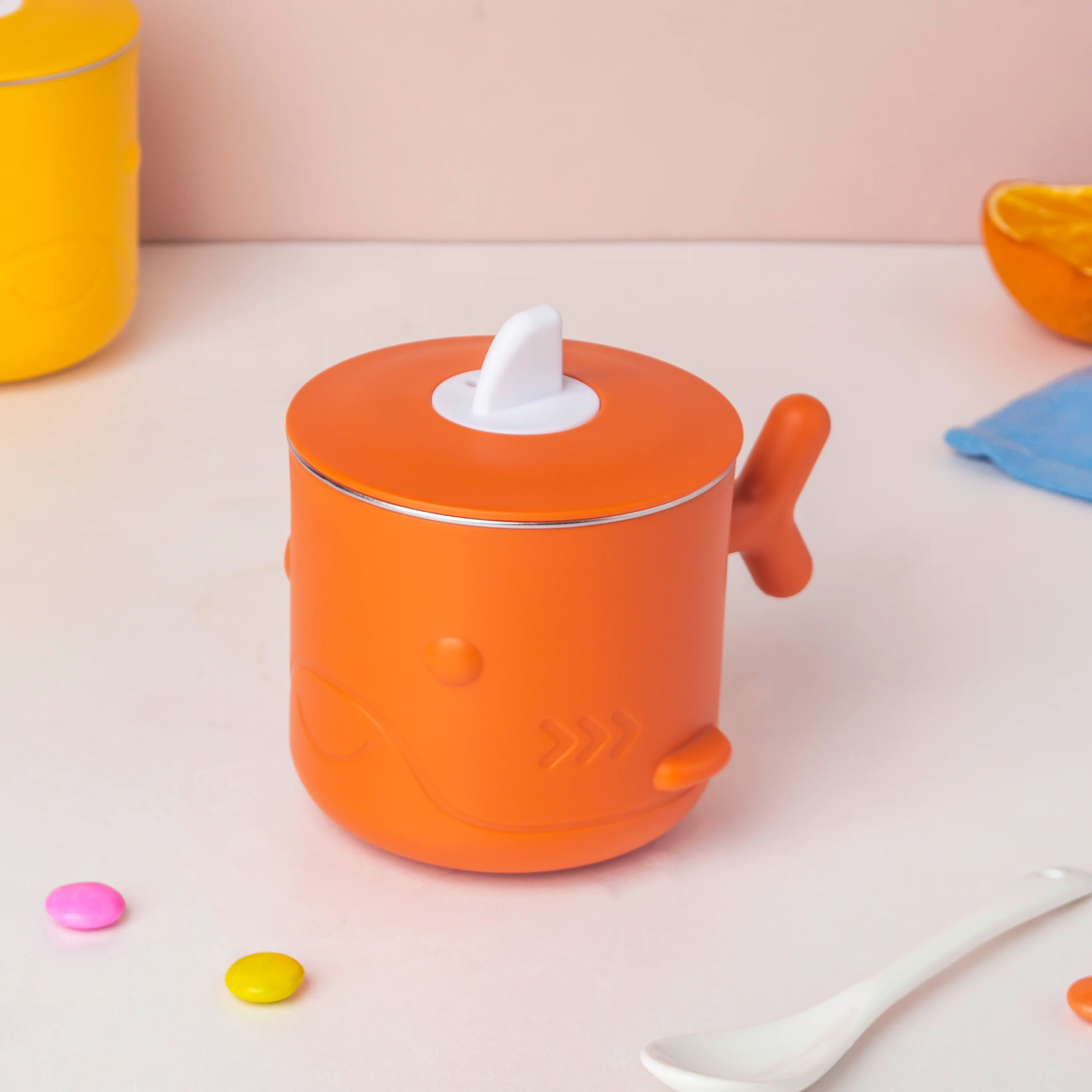 Keep Warm Stainless Steel Feeding Cup Orange 200 ml - Image 9