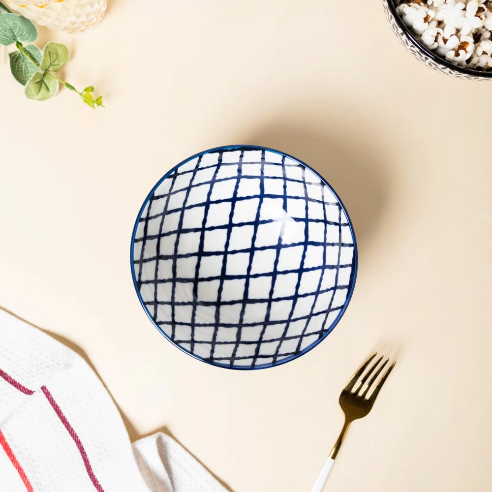 Shibori Chequered Soup Bowl 400ml Set Of 2 - Image 6