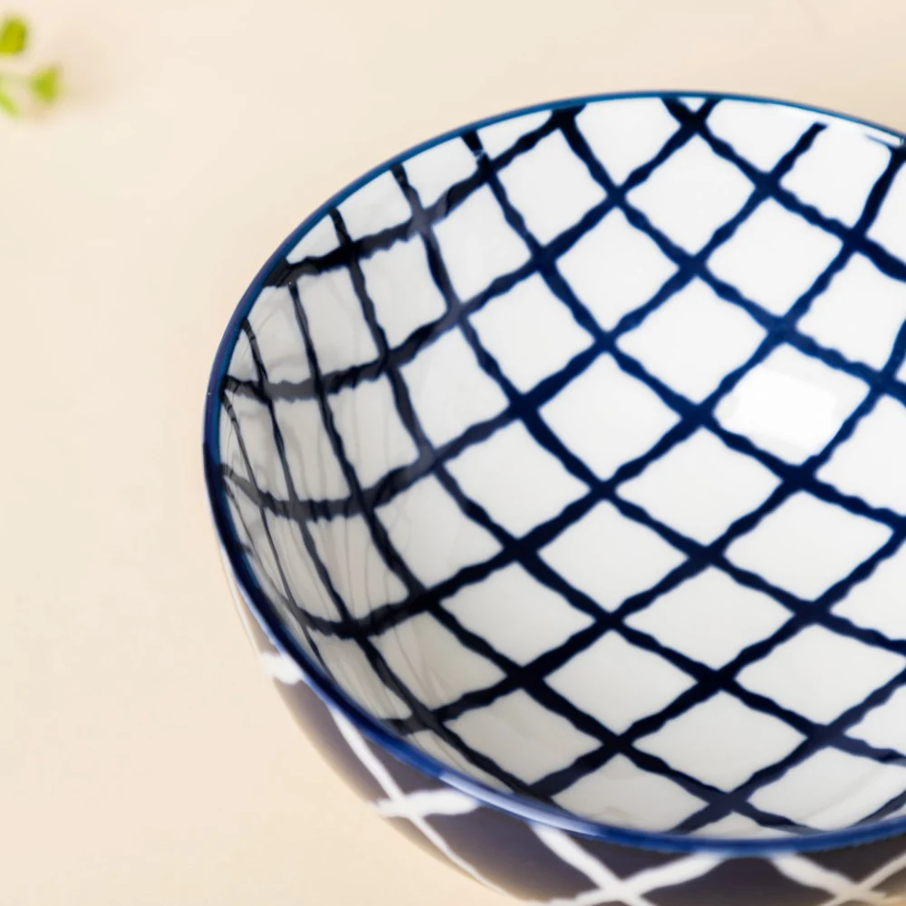 Shibori Chequered Soup Bowl 400ml Set Of 2 - Image 8