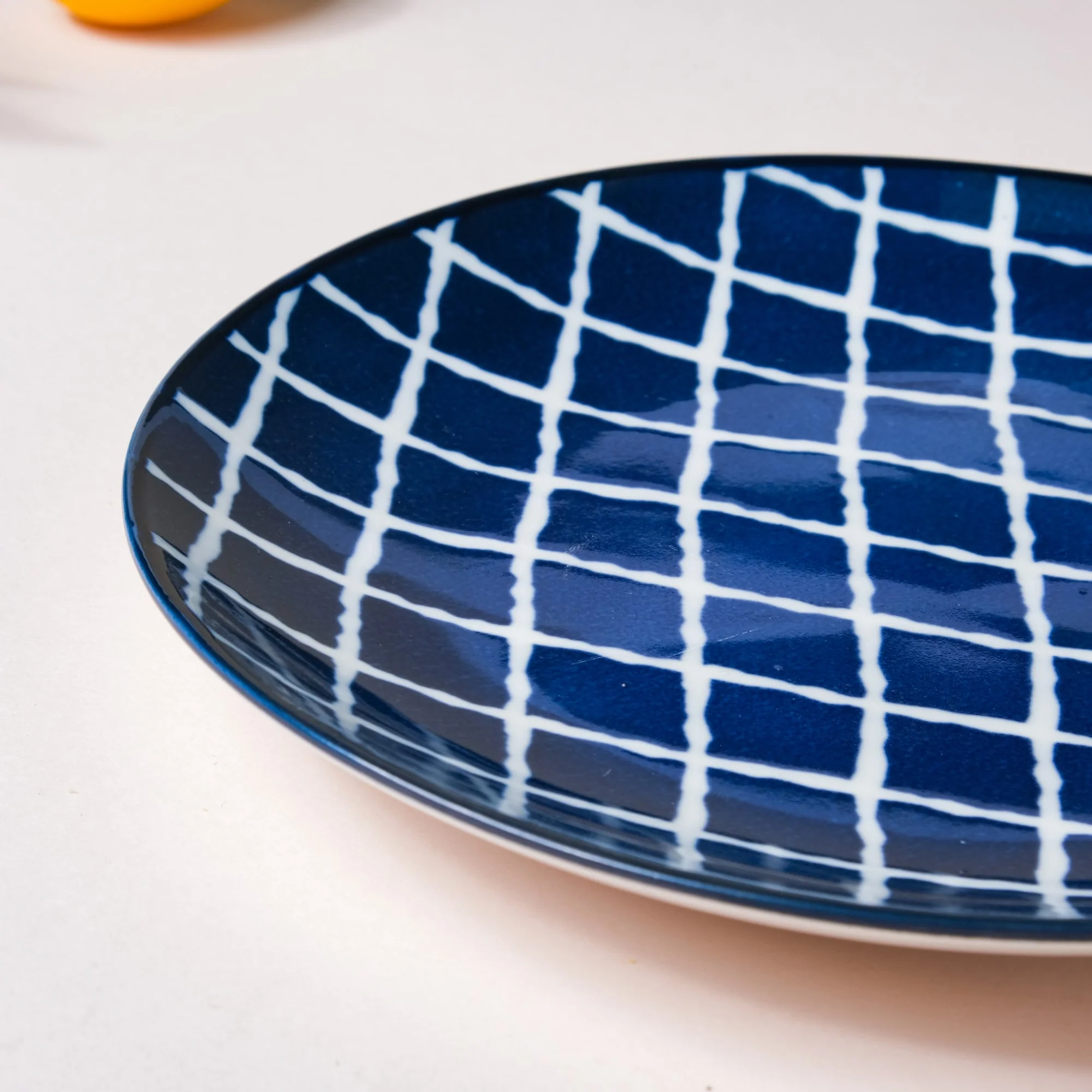 Shibori Chequered Starter Plate Blue 7.5 Inch Set Of 2 - Image 5