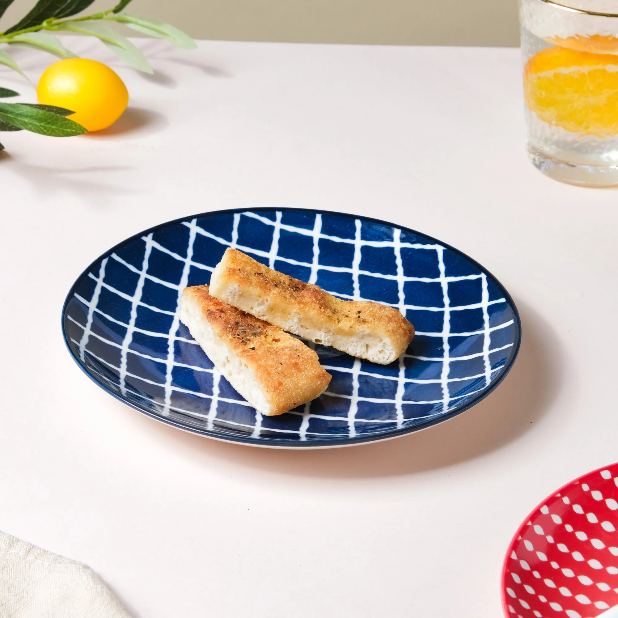 Shibori Chequered Starter Plate Blue 7.5 Inch Set Of 2 - Image 8