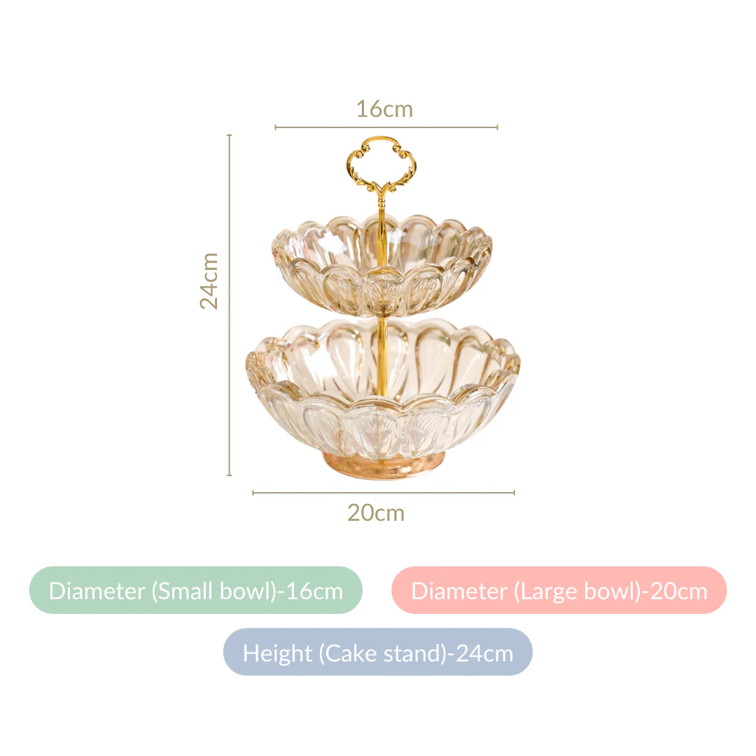 Shimmer Crystal Glass 2 Tier Snack Stand - Image 4