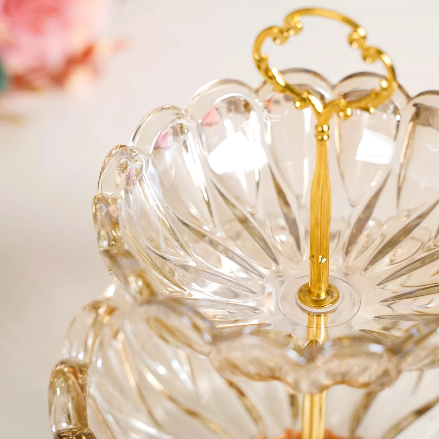 Shimmer Crystal Glass 2 Tier Snack Stand - Image 6