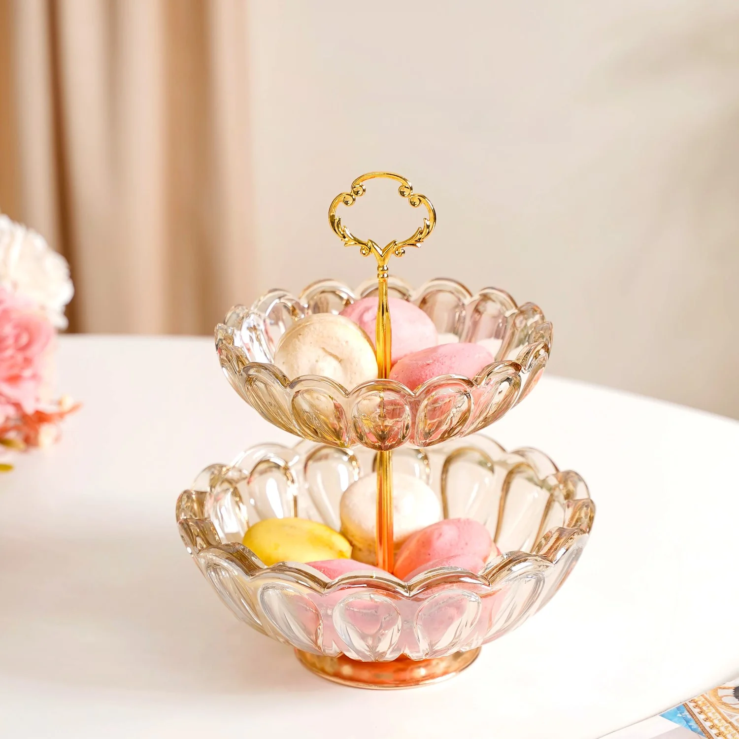 Shimmer Crystal Glass 2 Tier Snack Stand - Image 9