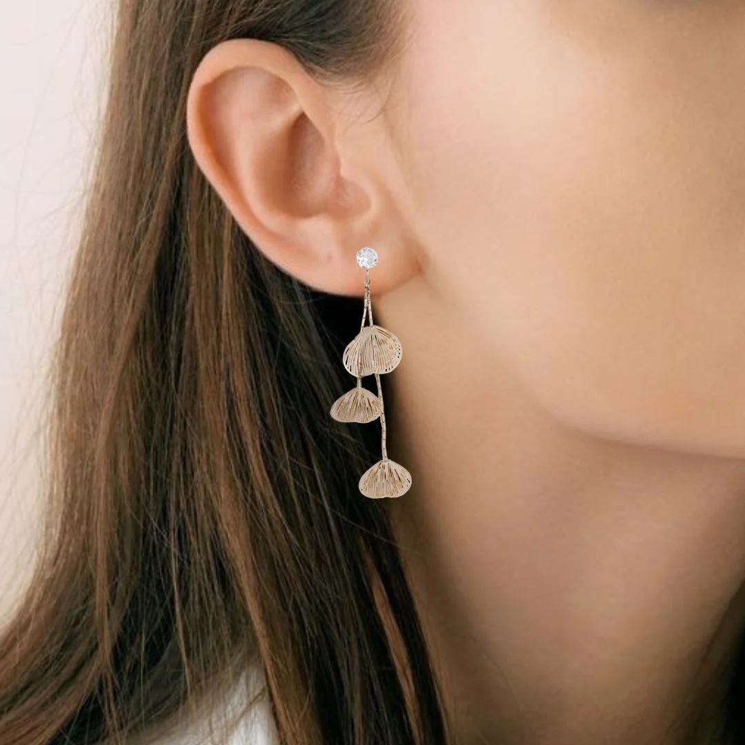 Shimmery Gold Tassel Earrings - Image 5